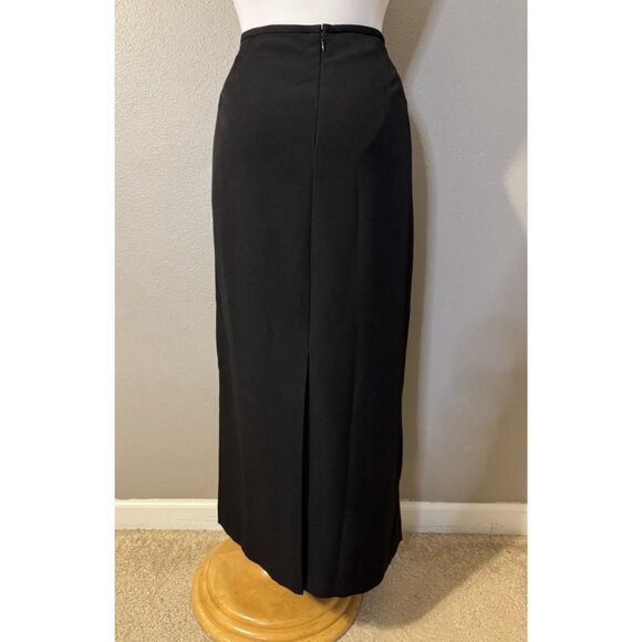 Kasper Midi Maxi Skirt 16 Black Lined Stretch Polyester Career Suit Coordinate - Picture 5 of 9